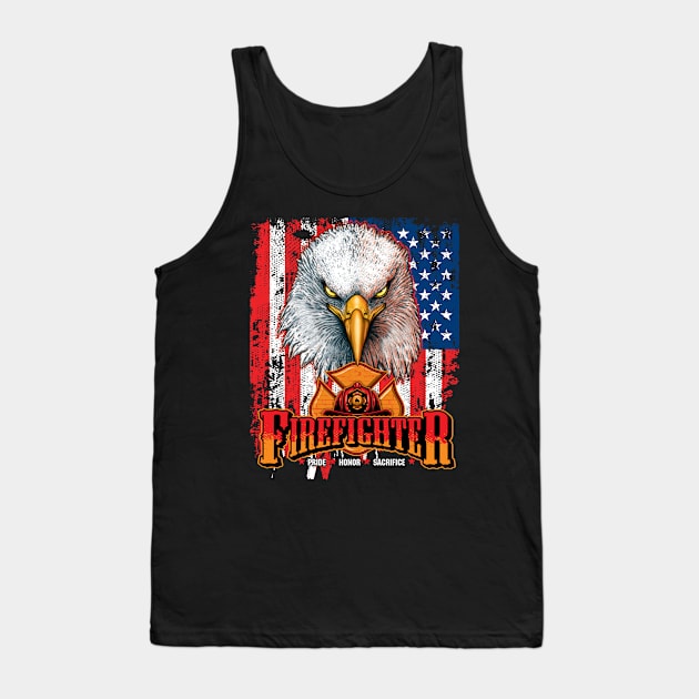 Firefighter Eagle Flag Tank Top by Fine Design Creative